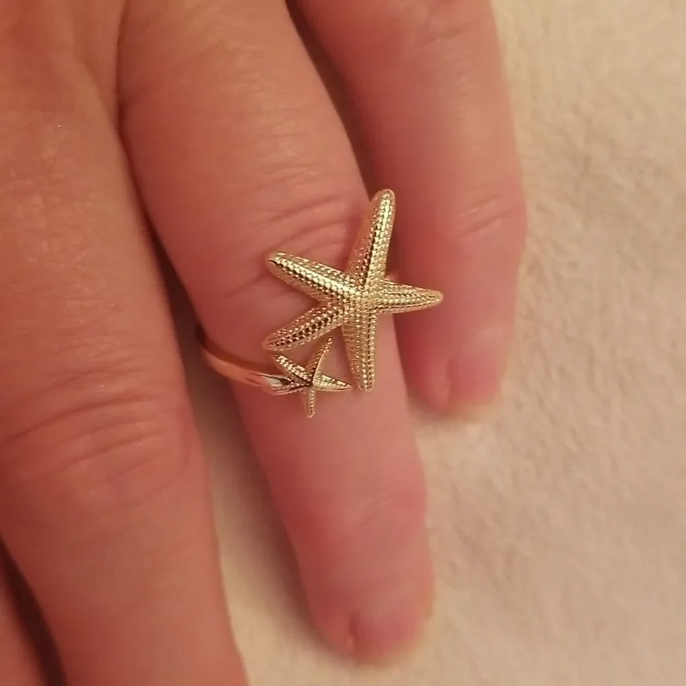 Starfish cuff ring gold tone